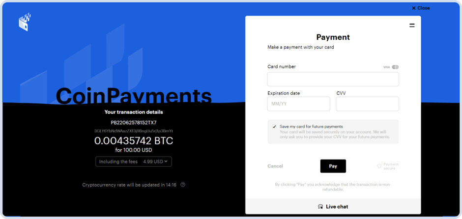 coinpayments paybis payment page