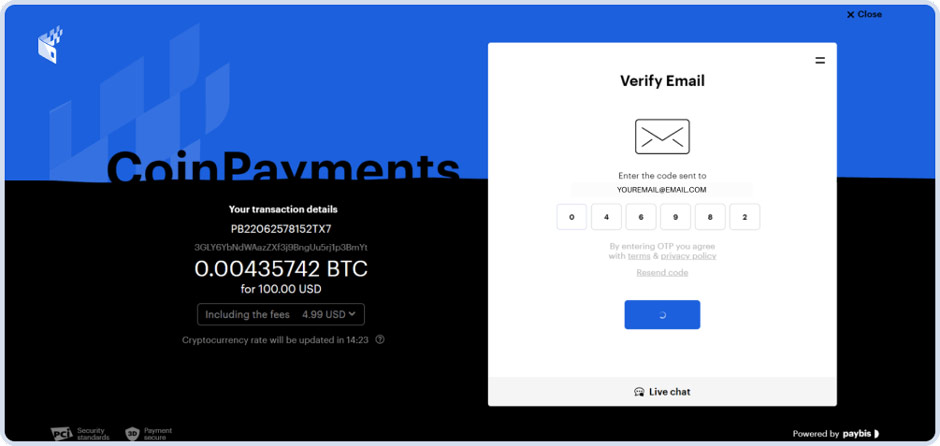 coinpayments paybis verify email page