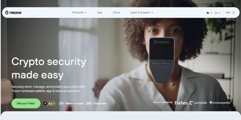 Trezor device on desk